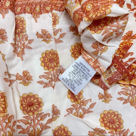 Umgee | Floral Long Puff Sleeve Keyhole Dress Ruffle Hem Tassel Tie Tiered Boho - Picture 11 of 16